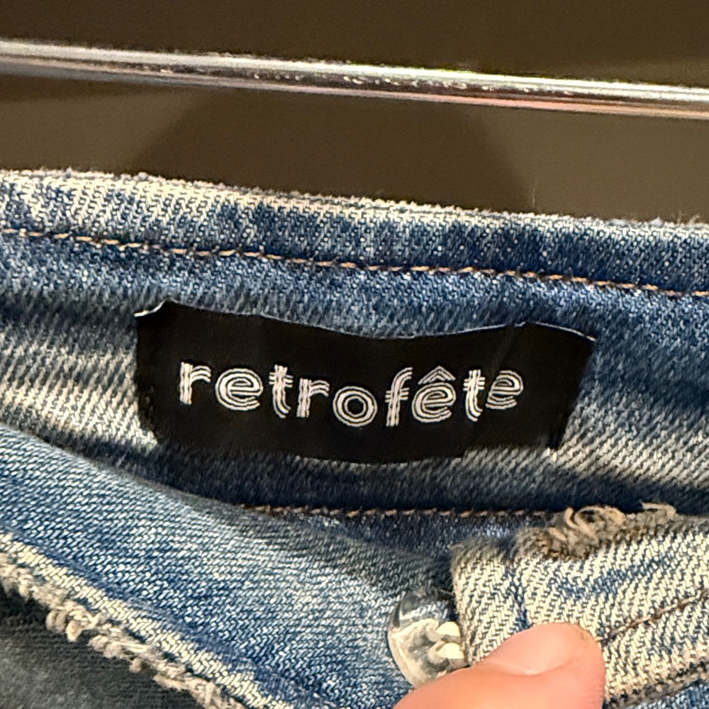 Retrofete Light Blue Button-Front Mini Skirt - Picture 2 of 3